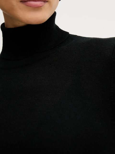 Sisley sweter damski kolor czarny lekki z golfem 11BAM201C