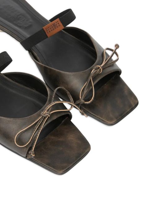 MM6 Maison Margiela square bow leather sandals - Brown