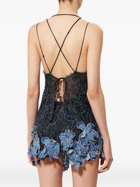 ISABEL MARANT Oliska flower-embellishment beaded-details silk dress - Black