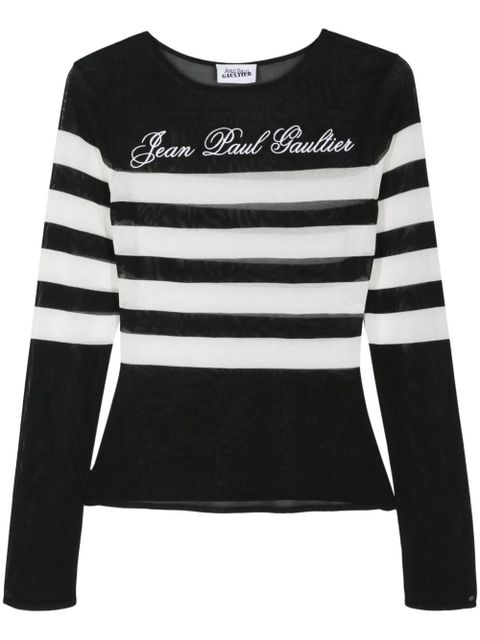 Jean Paul Gaultier logo-embroidered striped jumper - Black - zdjęcie produktu nr 1