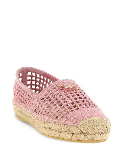 Prada crochet-knit logo-plaque espadrilles - Pink - zdjęcie produktu nr 2