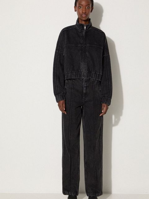 adidas Originals kurtka jeansowa damska kolor czarny przejściowa oversize IW5759