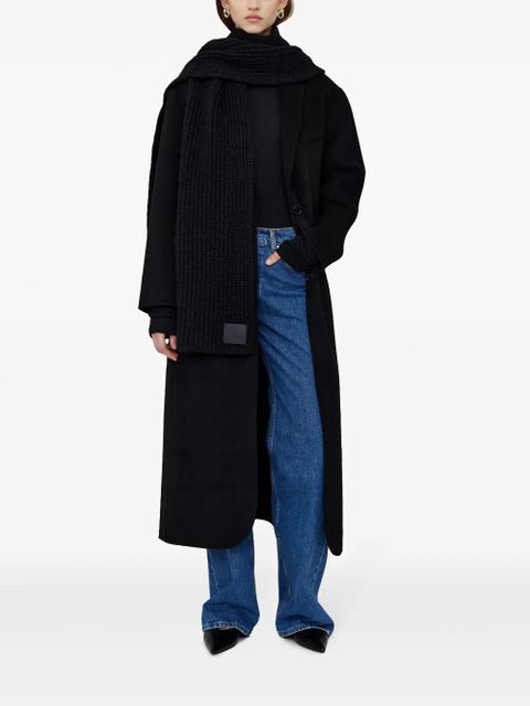 ANINE BING Hannah logo-patch scarf - Black