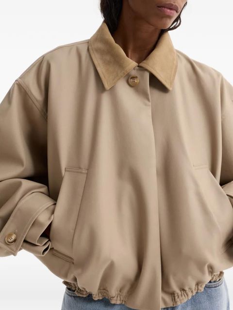 Róhe suede-collar cropped jacket - Neutrals