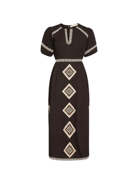 Marie Oliver embroidered V-neck midi dress - Black - zdjęcie produktu nr 2
