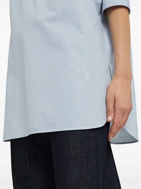 Jil Sander striped half-sleeve cotton shirt - White