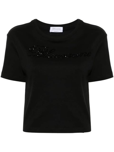 Blumarine rhinestone-embellished cotton T-shirt - Black - zdjęcie produktu nr 1
