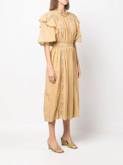 MARANT ÉTOILE Galina guipure lace-trim dress - Neutrals