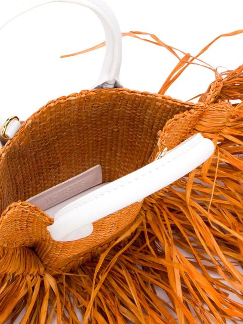 Jacquemus raffia fringe tote - Orange