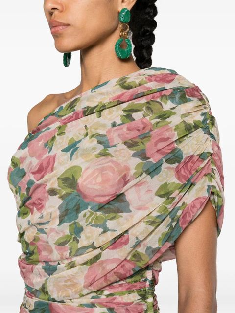 Saint Laurent floral-print tulle minidress - Neutrals