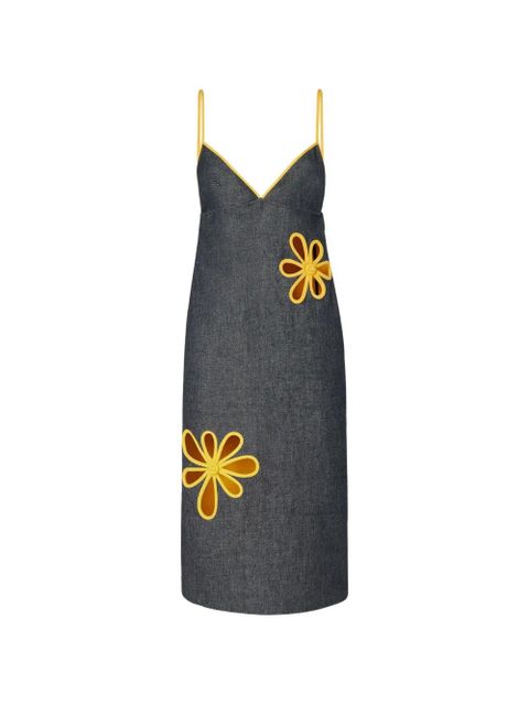 FENDI flower-appliqué midi dress - Blue - zdjęcie produktu nr 1