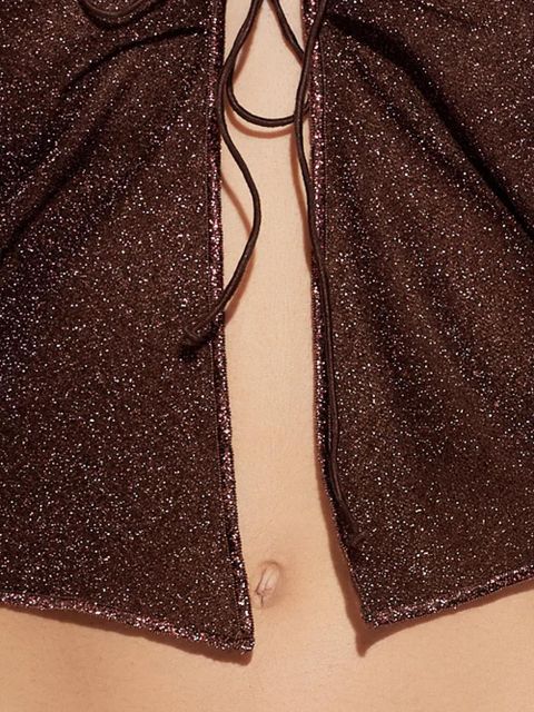 Oséree tie-detail collared top - Brown - zdjęcie produktu nr 2