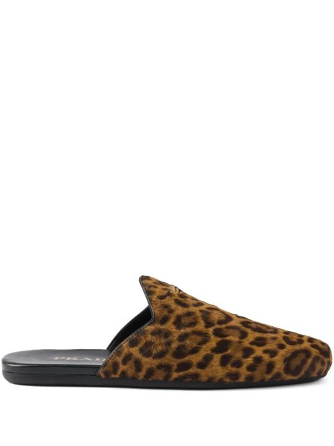 Prada leopard-print leather mules - Neutrals - zdjęcie produktu nr 1