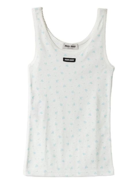 Miu Miu floral-print tank top - White - zdjęcie produktu nr 1