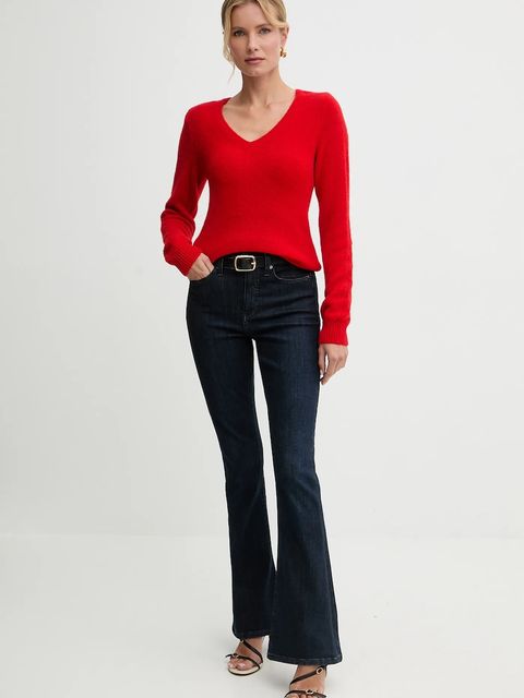 Morgan sweter z dodatkiem alpaki damski kolor czerwony lekki MCHEPA