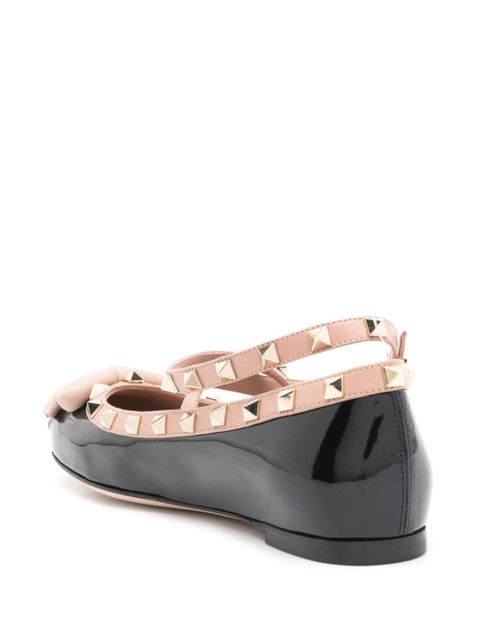 Valentino Garavani Rockstud bow-detailing ballerina shoes - Black