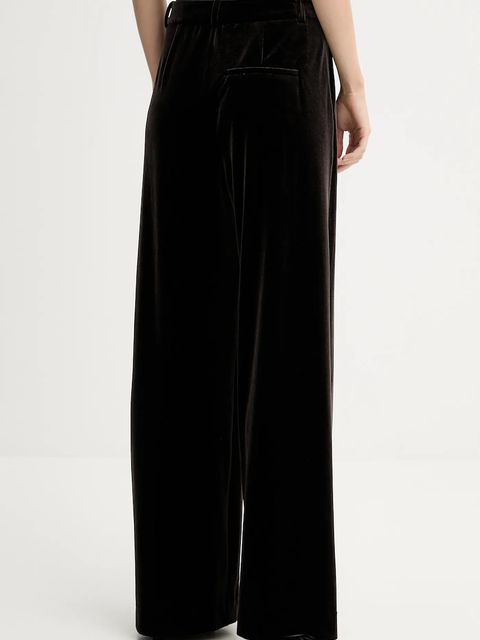 Gestuz spodnie welurowe damskie kolor brązowy szerokie high waist 10910718