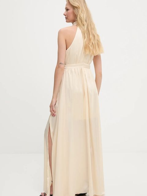 Answear.LAB sukienka kolor beżowy maxi rozkloszowana