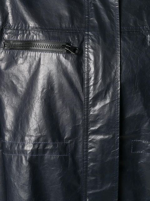 Yves Salomon oversized leather parka - Blue