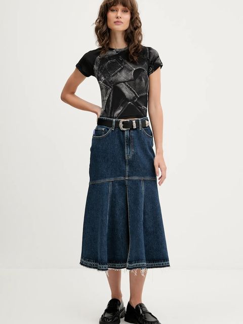 Hugo Blue spódnica jeansowa kolor granatowy midi rozkloszowana 50541569 - zdjęcie produktu nr 2