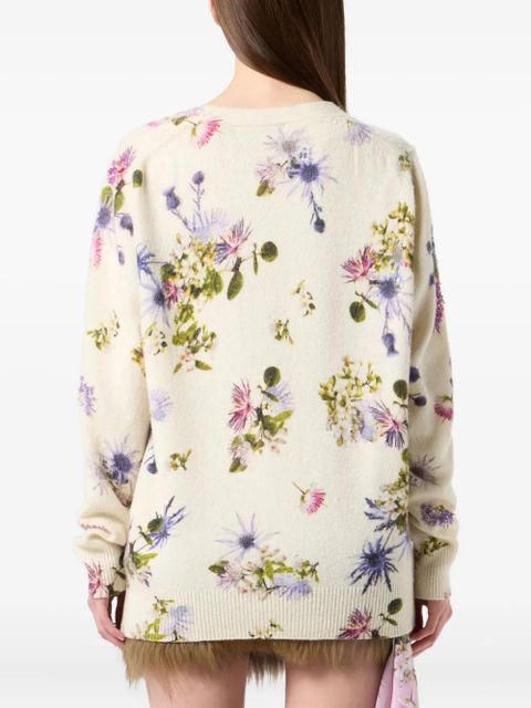 Blumarine floral-beaded cardigan - Neutrals
