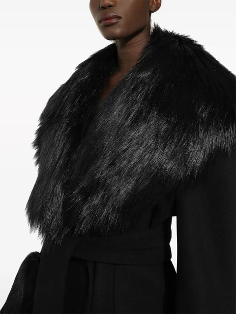 Dolce & Gabbana faux-fur belted coat - Black
