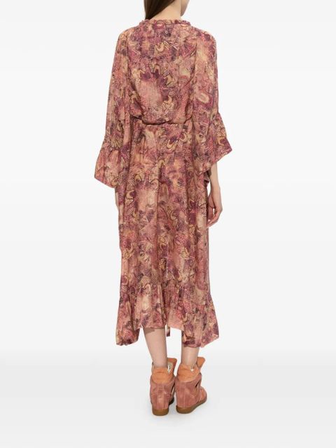 ISABEL MARANT graphic-print ruffled dress - Pink