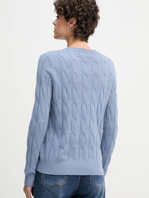 Tommy Hilfiger sweter wełniany damski kolor niebieski lekki WW0WW43586