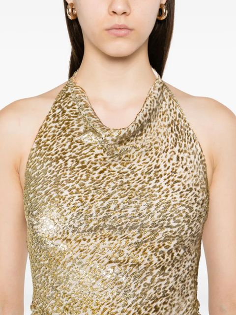 Self-Portrait pleated halter neck mini dress - White