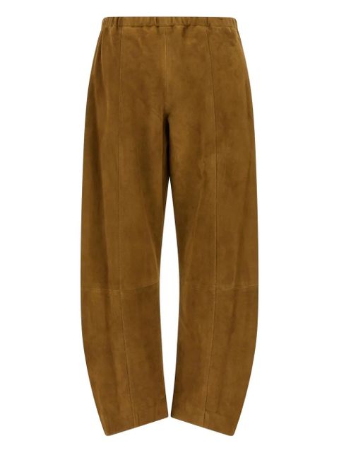 KHAITE Clover elasticated-waist wide-leg trousers - Brown