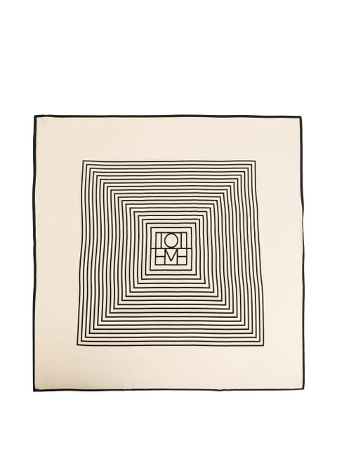 TOTEME striped geometric silk scarf - Neutrals