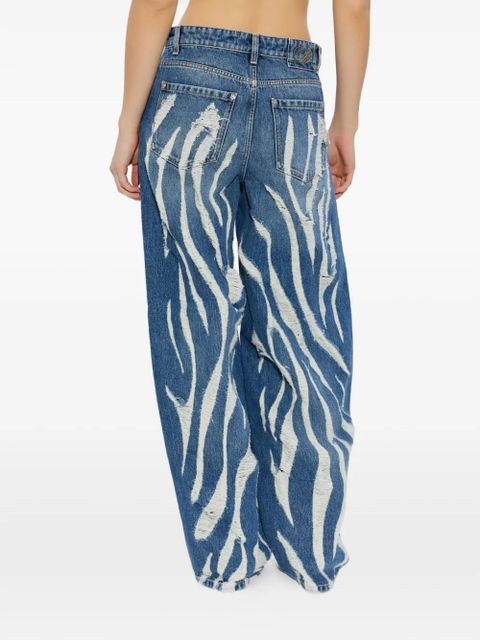 Blumarine distressed-effect print jeans - Blue