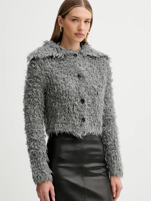 Liviana Conti kardigan z dodatkiem wełny damski kolor szary ciepły A5WF89 - zdjęcie produktu nr 1