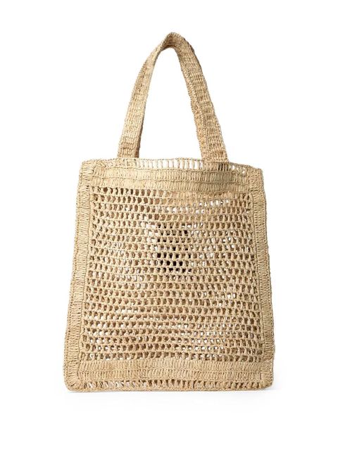 Chloé Summer Banana logo-detail raffia tote bag - Neutrals