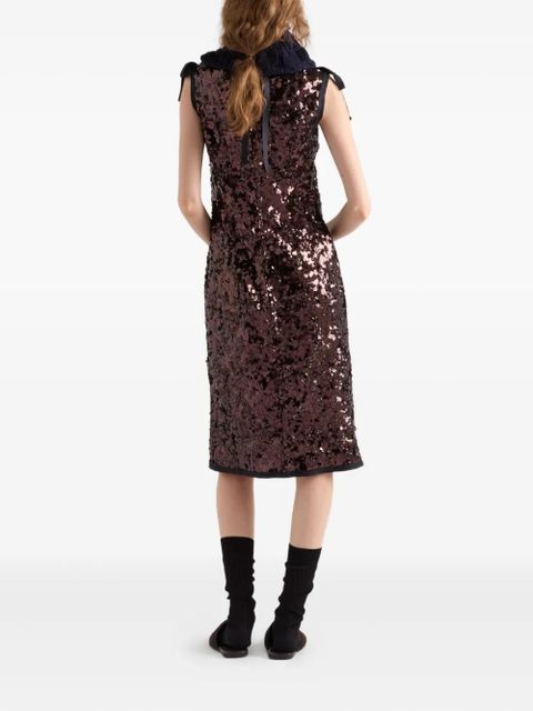 Prada sequin sleeveless midi dress - Brown