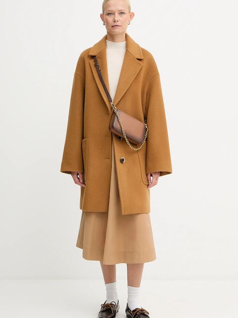 MAX&Co. płaszcz z dodatkiem wełny kolor brązowy 2526016023200