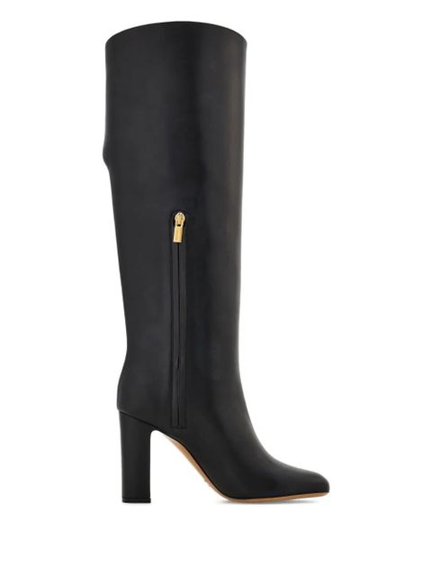 Ferragamo 90mm buckle-detail knee-high boots - Black