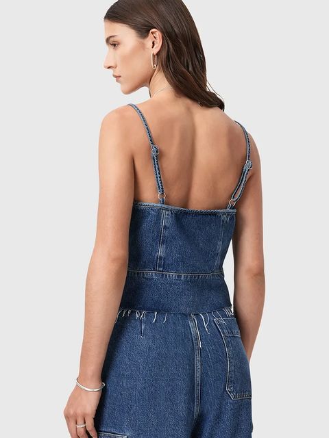 AllSaints bluzka jeansowa LILAH damska kolor niebieski gładka W006PD