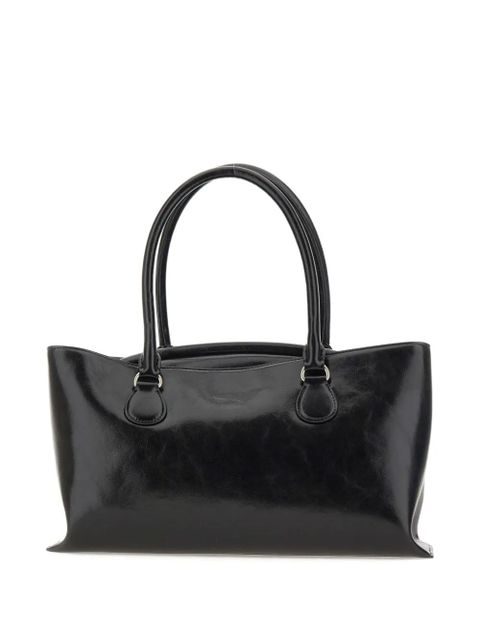 Osoi double-handle leather tote bag - Black