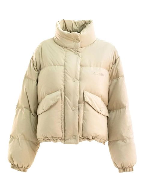 Miu Miu quilted high-neck jacket - Neutrals