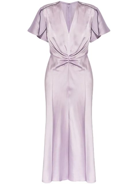 Victoria Beckham ruched satin midi dress - Purple - zdjęcie produktu nr 1