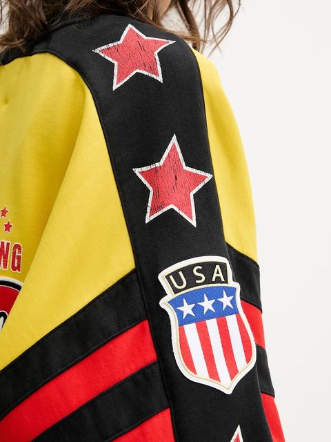 adidas Originals bluza bawełniana Cycling Crew damska kolor żółty wzorzysta JW0147