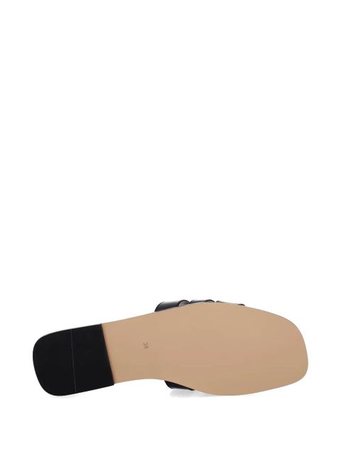 TWINSET logo-plaque triple-strap slides - Black