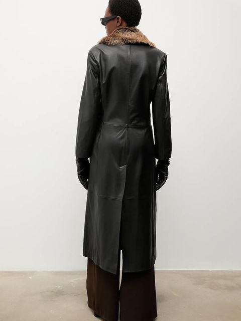 Answear.LAB płaszcz skórzany kolor czarny