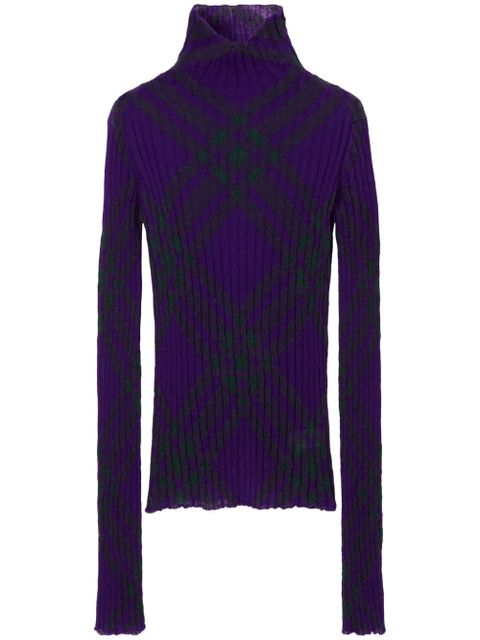 Burberry plaid-check rib-knit jumper - Purple - zdjęcie produktu nr 1