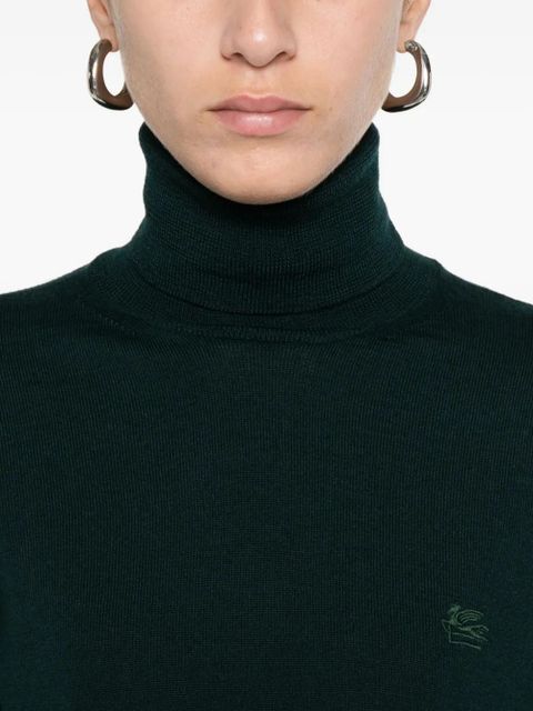 ETRO roll-neck logo-embroidered sweater - Green