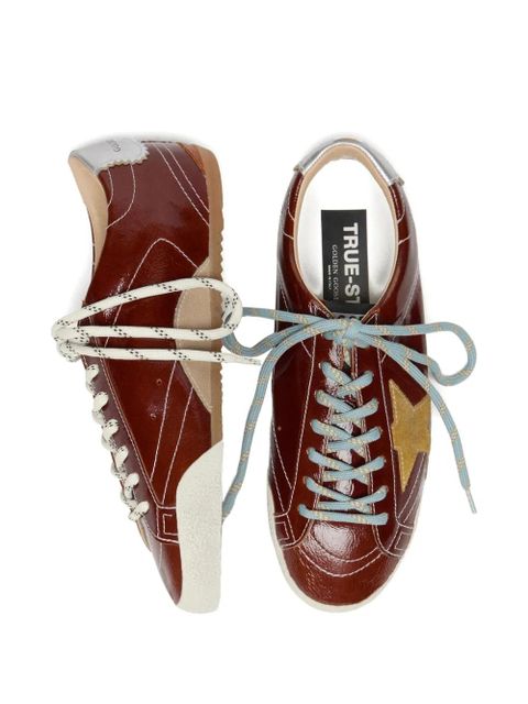 Golden Goose True-Star in burgundy naplak with suede star - Red