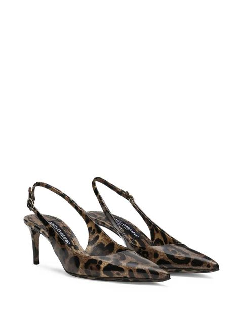 Dolce & Gabbana 60mm leopard-print slingback pumps - Brown