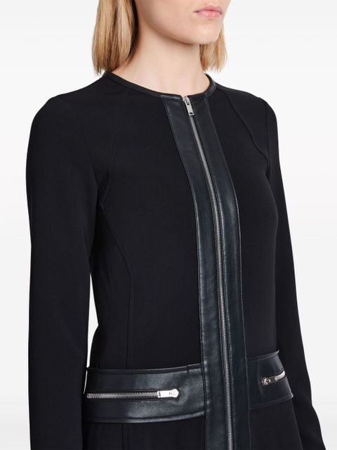 Proenza Schouler faux-leather trim long-sleeved midi dress - Black