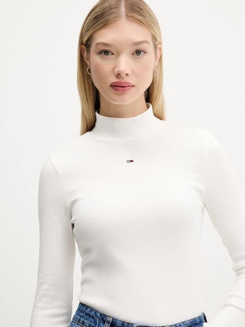 Tommy Jeans longsleeve damski kolor biały z półgolfem DW0DW19830
